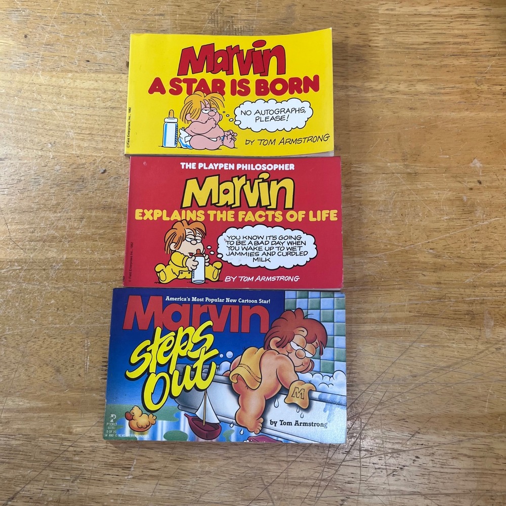 Vtg Marvin Comic Strip Book Lot Tom Armstrong 1982 A Star Is Born Steps Out 3pk